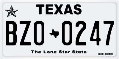 TX license plate BZO0247