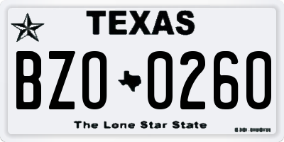 TX license plate BZO0260