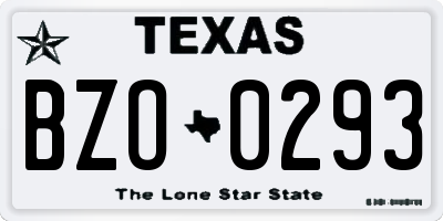 TX license plate BZO0293