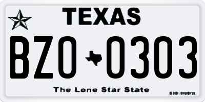 TX license plate BZO0303
