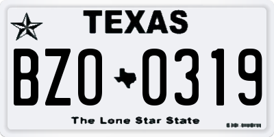 TX license plate BZO0319