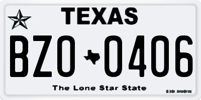 TX license plate BZO0406