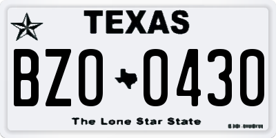 TX license plate BZO0430