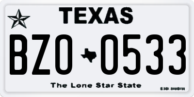 TX license plate BZO0533