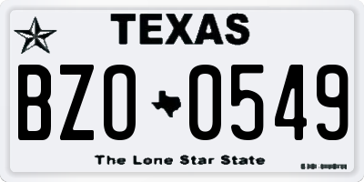 TX license plate BZO0549