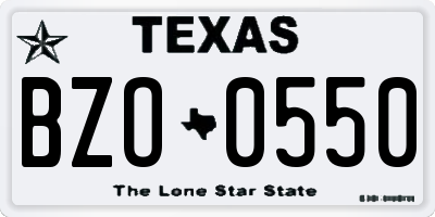 TX license plate BZO0550
