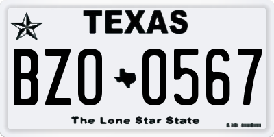 TX license plate BZO0567