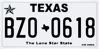 TX license plate BZO0618