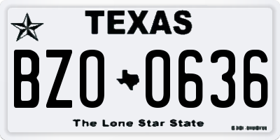 TX license plate BZO0636