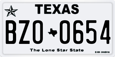 TX license plate BZO0654