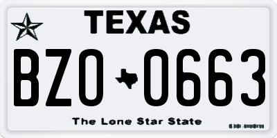 TX license plate BZO0663