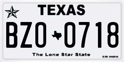 TX license plate BZO0718