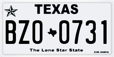 TX license plate BZO0731