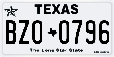 TX license plate BZO0796