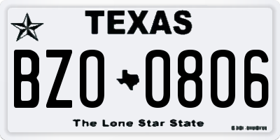 TX license plate BZO0806