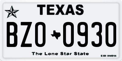 TX license plate BZO0930