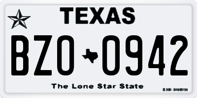 TX license plate BZO0942