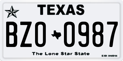 TX license plate BZO0987