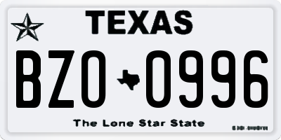 TX license plate BZO0996
