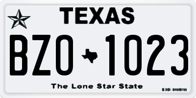 TX license plate BZO1023
