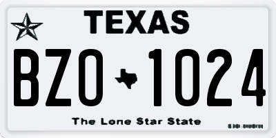 TX license plate BZO1024
