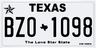 TX license plate BZO1098