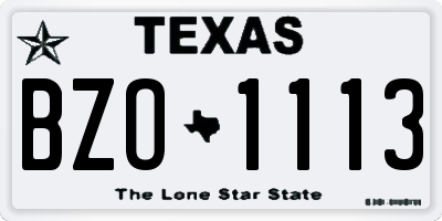 TX license plate BZO1113