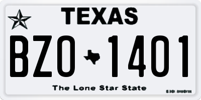 TX license plate BZO1401