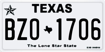 TX license plate BZO1706