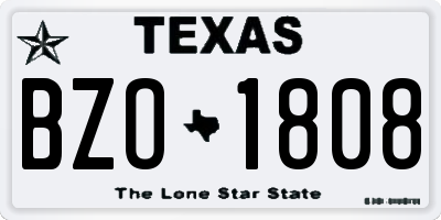 TX license plate BZO1808