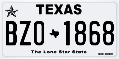 TX license plate BZO1868