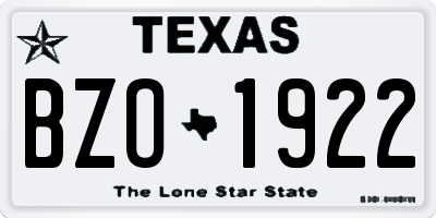 TX license plate BZO1922