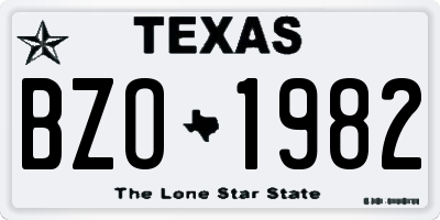 TX license plate BZO1982