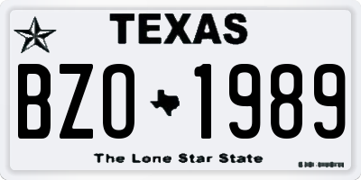TX license plate BZO1989