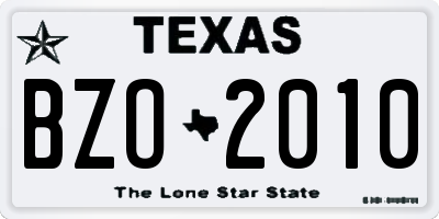 TX license plate BZO2010