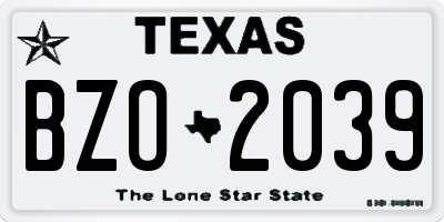 TX license plate BZO2039