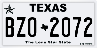 TX license plate BZO2072
