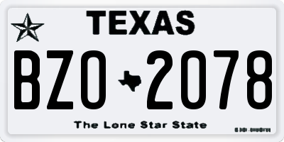 TX license plate BZO2078