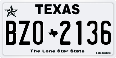 TX license plate BZO2136