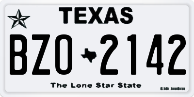 TX license plate BZO2142