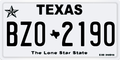 TX license plate BZO2190