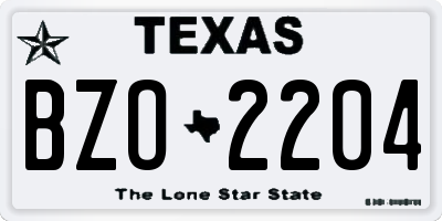 TX license plate BZO2204