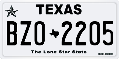 TX license plate BZO2205