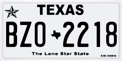 TX license plate BZO2218