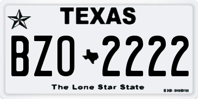 TX license plate BZO2222
