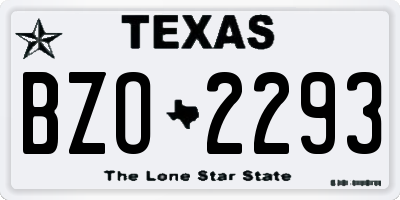 TX license plate BZO2293