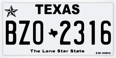 TX license plate BZO2316