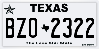 TX license plate BZO2322