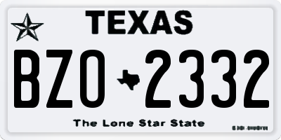 TX license plate BZO2332
