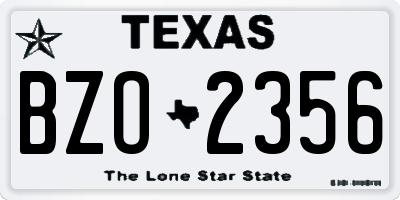 TX license plate BZO2356
